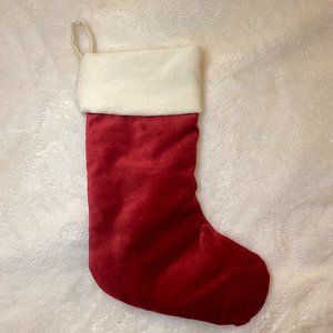 Pottery Barn Small Velvet Stocking Red with White Ivory Cuff 3 of 3